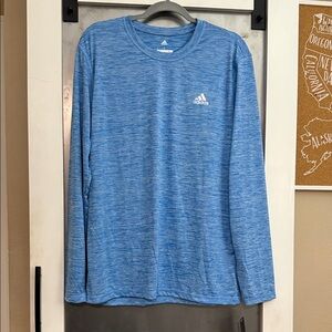 Adidas Men's Heathered Blue Long Sleeve Tee